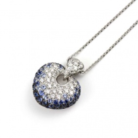 Leo Pizzo 18k White Gold Sapphire and Diamond Pendant
